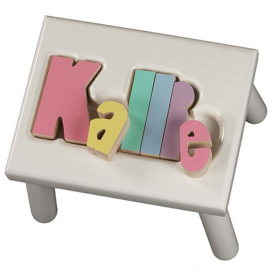 White Kallie Puzzle Step Stool